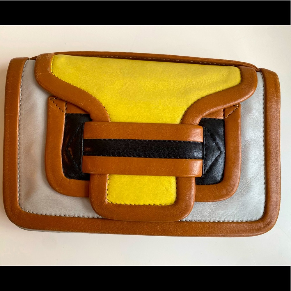 Pierre hardy color block clutch with link chain